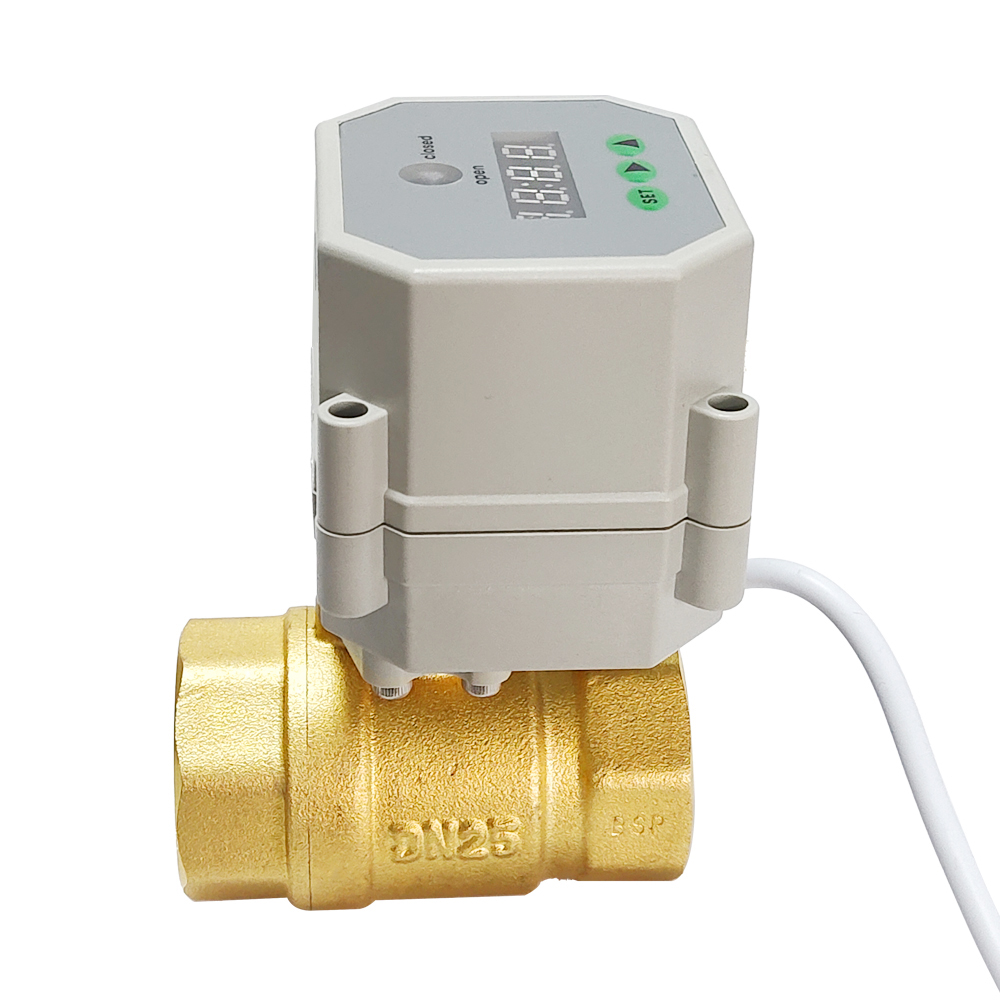 定时阀铜二通电动自动排水供水阀220V，AC/DC9-24V时间控制阀带3Nm执行器，定时智能控制阀